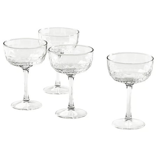 4 Set de coupes à champagne en cristal avec motifs gravés