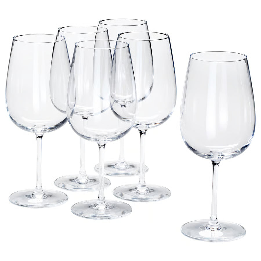 6 Set de verres à vin en cristal transparent